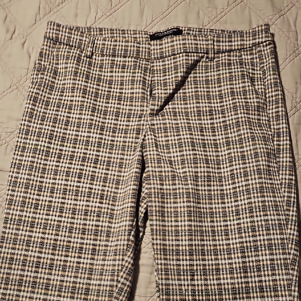 Liverpool Plaid Pants in Black, Cream and Tan